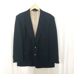 Vintage Halston Traditional Today's Man black blazer suit jacket gold button XL